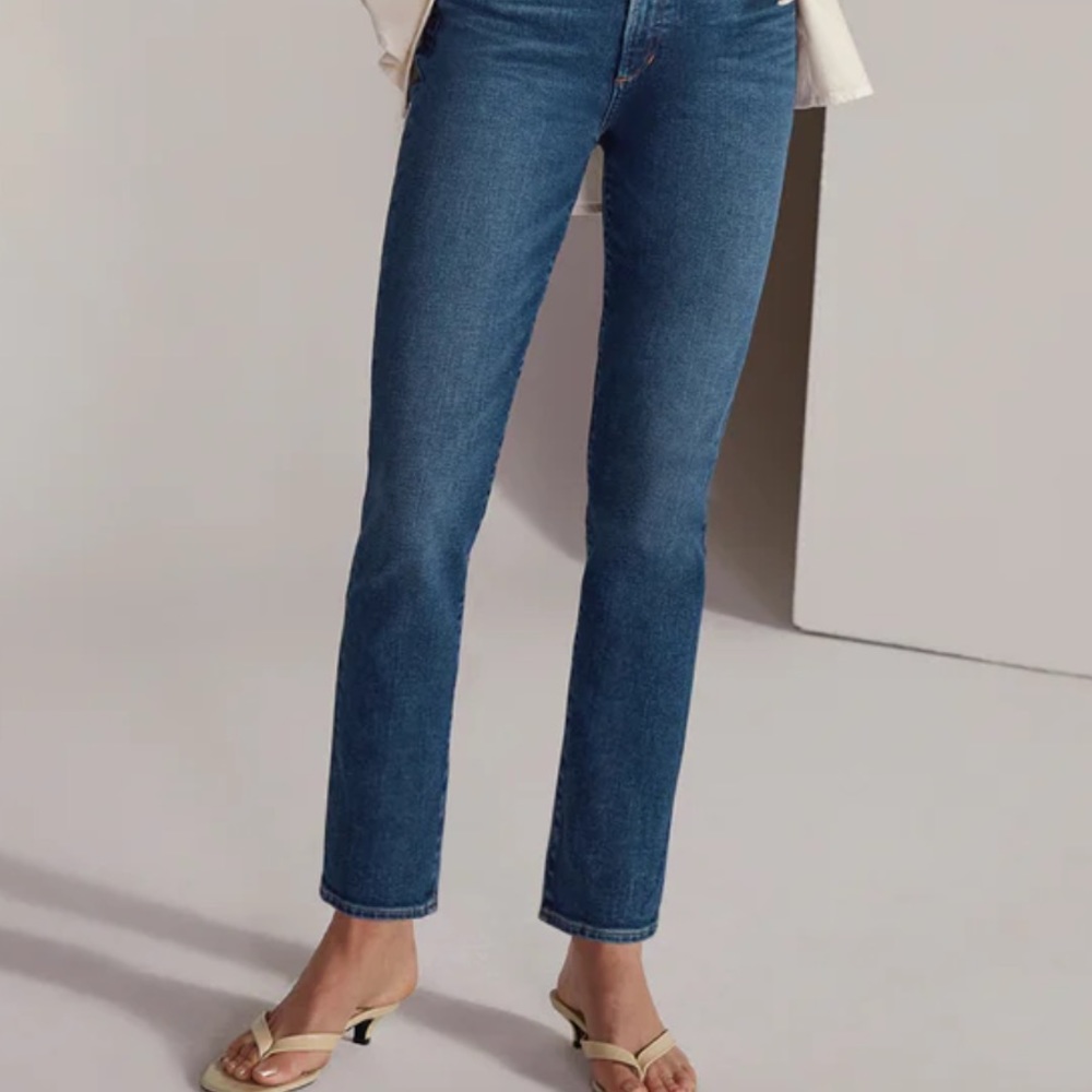 Favorite Daughter Dark Blue Cropped Straight Jeans